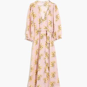 madewell pink ruffle wrap dress
